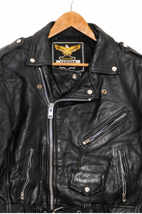 Chaqueta cuero negro Genuine Leather