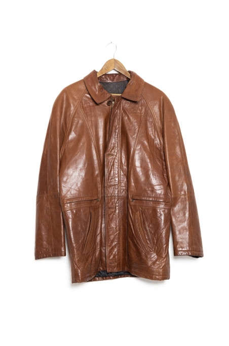 Chaqueta cuero de ovino marrón
