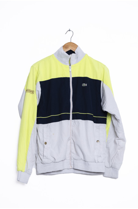 Chaqueta Bomber Lacoste vintage amarilla, azul y blanca